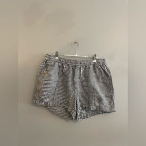Old Navy Gray and White Striped Linen Like Shorts
